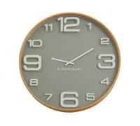 Large Wall Clock, Grey & Natural Finish 60cm Round Clock With Glass Panel, Dual-Tone Wooden Wall Clock Premier Housewares Grey One Size