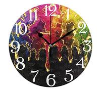 Large Wall Clock,Rainbow Marble Glitter Gold Fluid Liquid Non Ticking Silent Clocks,Battery Operated Decorative Clock 10 Inch for Kitchen, Living Room Cherry Blossoms