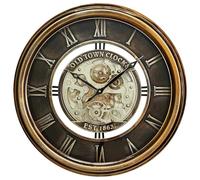 Large Wall Clock with Moving Gears for Living Room Decor, Big Cog Vintage Farmhouse Industrial Steampunk Metal Decorative Kitchen Clock for Wall Art Home Office (20.5 Inch/52cm，Vintage Bronze)