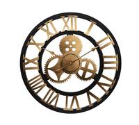 Large Wall Clock With Real Moving Gears Oversized Industrial Steampunk Decorative Retro Roman Numerals Skeleton Silent Wall Clocks for Living Room Kitchen Office,30cm