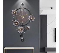Large Wall Clocks for Living Room Decor, Silent Quartz Movement Battery Operated with Pendulum, Oversized Metal Modern Wall Clock for Bedroom Farmhouse Office Kitchen Home Wall Decor-47.7x75CM(Brown)