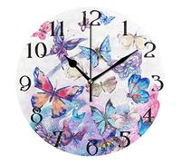 Large Wall Clocks, Monarch Butterfly Non Ticking 25cm Clock Silent Clocks Atomic Analog Clocks Living Room Kitchen Bedroom Office Home Decor Easy to Read