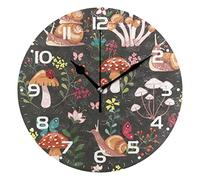 Large Wall Clocks, Mushroom Snail Forest Plant Battery Operated Non Ticking 10 inch Clock Silent Art Bedroom Kitchen Clock Atomic Analog Clocks Home Decor