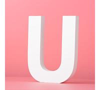 Large Wall Letters Wooden Hanging "A-Z"- White Decorative Wall Letter for Children's Nursery Baby's Room, Baby Name and Girls Bedroom Décor (U)