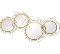 HOMCOM Metal Wall Mirrors, 107cm Modern Decorative Gold Mirror Decor Hanging, Home Wall Sculptures for Living Room Bedroom Dining Room