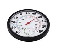 Large Wall-Mount Outdoor Thermometer and Hygrometer - 10-Inch White Dial with Black Scale, -30°C to 50°C / 0-100% for RH, for Garden, Balcony, Greenho