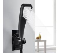 Large Wall Mount Strong Waterproof Handheld Shower Holder with Adjustable Bracket for Bathroom RV No Drill Installation ABS Plastic Black
