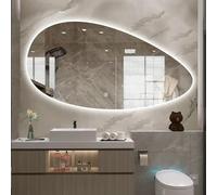 Large Wall-Mounted Illuminated Mirror - 3-Color Dimming Asymmetrical Design Backlit Vanity Mirror for Makeup 60x90cm (23.6x35.4in) - Stylish Bathroom Decor