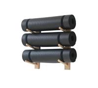 Large Wall-Mounted Yoga Mat Storage Rack Wooden Vertical Shelf for Fitness Mats Foam RollerIdeal for Yoga Studios Bedrooms and Dorms (3 Layers)