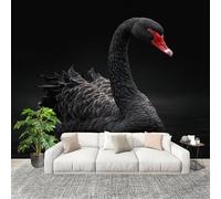 Large Wall Mural Non-Woven Wallpaper Animal Black Swan Pattern Removable Waterproof Mural for Indoor Wall Art Decoration Wallpaper Black Modern and Stylish Home Decoration 400x280cm