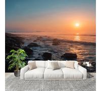 Large Wall Mural Non-woven Wallpaper Beautiful Sunset View By The Sea Removable Waterproof Mural for Indoor Wall Art Decoration Wallpaper Natural Landscape Modern and Stylish Home Decoration 250x175cm