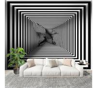 Large Wall Mural Non-Woven Wallpaper Black and White Stripes Pattern Removable Waterproof Mural for Indoor Wall Art Decoration Wallpaper Optical Illusions Modern and Stylish Home Decoration 250x175cm