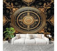Large Wall Mural Non-Woven Wallpaper Luxurious European Style Patterns Reliefs Removable Waterproof Mural for Indoor Wall Art Decoration Wallpaper Gold Modern and Stylish Home Decoration 200x140cm