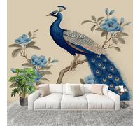Large Wall Mural Non-Woven Wallpaper Luxury Art Peacock Removable Waterproof Mural for Indoor Wall Art Decoration Wallpaper Brown Modern and Stylish Home Decoration 300x210cm