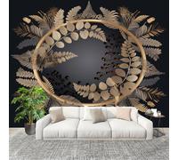 Large Wall Mural Non-Woven Wallpaper Luxury Floral Wreath Creative Removable Waterproof Mural for Indoor Wall Art Decoration Wallpaper Black Modern and Stylish Home Decoration 200x140cm