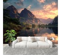 Large Wall Mural Non-Woven Wallpaper Mountain and Lake Landscape Removable Waterproof Mural for Indoor Wall Art Decoration Wallpaper Natural Scenery Modern and Stylish Home Decoration 350x256cm