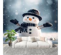 Large Wall Mural Non-Woven Wallpaper Winter Snowman Cute Removable Waterproof Mural for Indoor Wall Art Decoration Wallpaper White Modern and Stylish Home Decoration 300x210cm