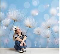 Large Wall Mural Wallpaper Dandelion seeds Tranquil and dreamy blue sky and white clouds Paste the Wall Non Self Adhesive for Living Room Bedroom Office Decor,400x280cm 1,（Non-self-Adhesive）