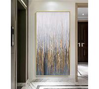 Large Wall Painting On Canvas Golden Oil Vertical Abstract Art Decorative Pictures for Living Room Wall Decor Painting 50x100cm(20x39in) with Frame
