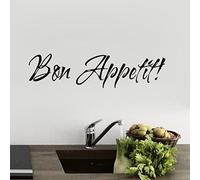 Large Wall Stickers 1PC Art Stickers Decals Wall Room Bon Dinning Appetit Decor Kitchen Vinyl Quote Home Decor Removable Wall Stickers for Kids Bedroom (Black, One Size)