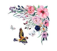 Large Wall Stickers Flowers and Birds Bathroom Toilet Seat Lid Cover Decals Stickers Removable Self Restroom Decor Girls Stuff for Rooms (Multicolor, One Size)