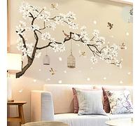 Large Wall Stickers, Removable Peel and Stick 3D Wall Art Stickers, 50''x74'' Romantic Cherry Blossom Tree Wall Murals, DIY Home Decor for Girls Bedroom Nursery Rooms Living Room, BWCXXZH