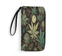 Large Wallet Novelty A Puff in Time Weed Printing Long Wallet With Zipper Leather Wallet Suitable For Both Men And Women, style, 19.7x10.5cm