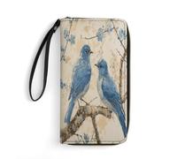 Large Wallet Novelty Bluebird on The Branch Printing Long Wallet With Zipper Leather Wallet Suitable For Both Men And Women, style, 19.7x10.5cm