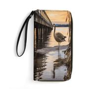Large Wallet Novelty Wild Goose by The Bridge Printing Long Wallet With Zipper Leather Wallet Suitable For Both Men And Women, style, 19.7x10.5cm
