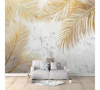 Large Wallpaper 200 x 140 cm, Simple Luxury Palm Leaf Theme Custom Size 3D Wallpaper Mural for Living Room Bedroom Office Dining Room Children's Room, Light Gray Wall Murals Decor