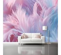 Large Wallpaper 350 x 256 cm, Simple Feather Close Up Theme Custom Size 3D Wallpaper Mural for Living Room Bedroom Office Dining Room Children's Room, Pink Blue Wall Murals Decor