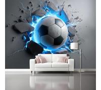 Large Wallpaper 400 x 280 cm, Cartoon 3D Football Theme Custom Size 3D Wallpaper Mural for Living Room Bedroom Office Dining Room Children's Room, Grey Wall Murals Decor
