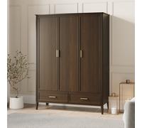 Large Walnut 3 Door Triple Wardrobe with Drawers - Delilah