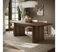 Large Walnut Extendable Dining Table - Seats 6 - 8 - Wave