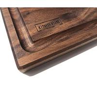 Large Walnut Wood Cutting Board by Kitchen Board Maniacs - 16x10,5 Hardwood Chopping Board and Carving Countertop Block with Juice Drip Groove
