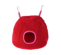 Large Warm Winter House Bird Bed for Cage Hanging Plush Cabin for African Greys Intelligence Toy (Red, One Size)