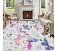 Large Washable Butterfly Area RugPeach Leaf Design Soft NonSlip Carpet for Bedroom & Living Room Decor 160x230 cm Perfect for Animal Lovers