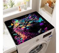 Large Washer Or Dryer Top Mat Covers Bohemia Starry Galaxy Print Quick-Drying Anti-Slip Washing Machine Top Protector Mat Dust-Proof Covers For Home Laundry Room Kitchen (Cat,60 x50 cm)