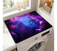 Large Washer Or Dryer Top Mat Covers Bohemia Starry Galaxy Print Quick-Drying Anti-Slip Washing Machine Top Protector Mat Dust-Proof Covers For Home Laundry Room Kitchen (Purple,60 x50 cm)