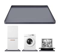 Large Washing Machine Mat 28" x 28" Silicone Under Washer and Dryer Drain Pan Drip Tray Floor Protector Non-Slip Flexible Soft Mat Waterproof Raised Edge 0.98'' Gray