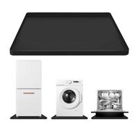 Large Washing Machine Mat 28" x 28" Silicone Under Washer and Dryer Drain Pan Drip Tray Floor Protector Non-Slip Flexible Soft Mat Waterproof Raised Edge 0.98'' Black