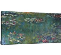 Large Water Lilies by Claude Monet Canvas Wall Art Famous Painting - Classic Canvas Art Wall Decor Picture Print with Framed for Home Office Wall Decor-20" x40"