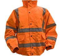 Large Waterproof Hi-Vis Orange Jacket With Quilted Lining For Work Safety