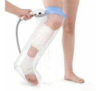 Large Waterproof Leg Protector for Shower, Reusable Leg Waterproof Protector Foot Cover, Watertight Wound Protector for Leg Ankle Foot Surgery Burns,100% Anti-Slip Design