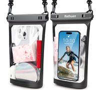 Large Waterproof Phone Pouch, 2Pack Floating Waterproof Bag for iPhone 17 16 15 Pro Max Galaxy S26 S25 S24 Ultra All Phones, Cell Phone Dry Bag for Beach Swimming Rafting Boating (Black + Black)
