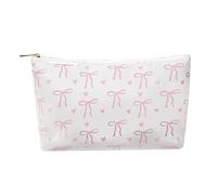 Large Waterproof PVC Beach Pool Makeup Bag with Bow Pattern, Cute Cosmetic Accessories Pouch with Zipper, Coquette Carry-on Travel Toiletry Bag for Women Girls, 01Pink Bow