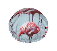 Large Waterproof Shower Cap with Adjustable Elastic Band | Beautiful Funny Flamingos Print Shower Cap Hair Cover For Women Spa Bathing Swimming Makeup Travel, Large