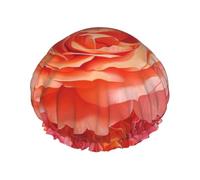 Large Waterproof Shower Cap with Adjustable Elastic Band | Bright Beautiful Rose Print Shower Cap Hair Cover For Women Spa Bathing Swimming Makeup Travel, One Size