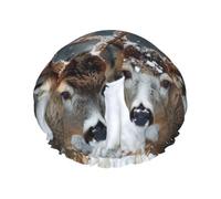 Large Waterproof Shower Cap with Adjustable Elastic Band | Deer In Beautiful Snow Print Shower Cap Hair Cover For Women Spa Bathing Swimming Makeup Travel, One Size