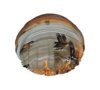 Large Waterproof Shower Cap with Adjustable Elastic Band | Hunting Flying Wild Duck 5 Print Shower Cap Hair Cover For Women Spa Bathing Swimming Makeup Travel, Large